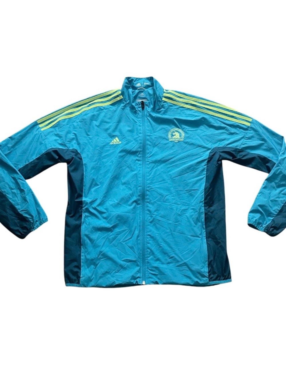 Adidas 2019 Boston Marathon Teal Blue Lightweight Track Jacket Size Large